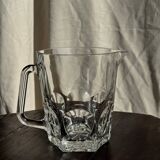 Large glass water jug with handle, hexagonal base, H15 D20.
