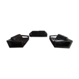 Leather lounge set – Steiner Paris – aluminium base – 1970s/1980s