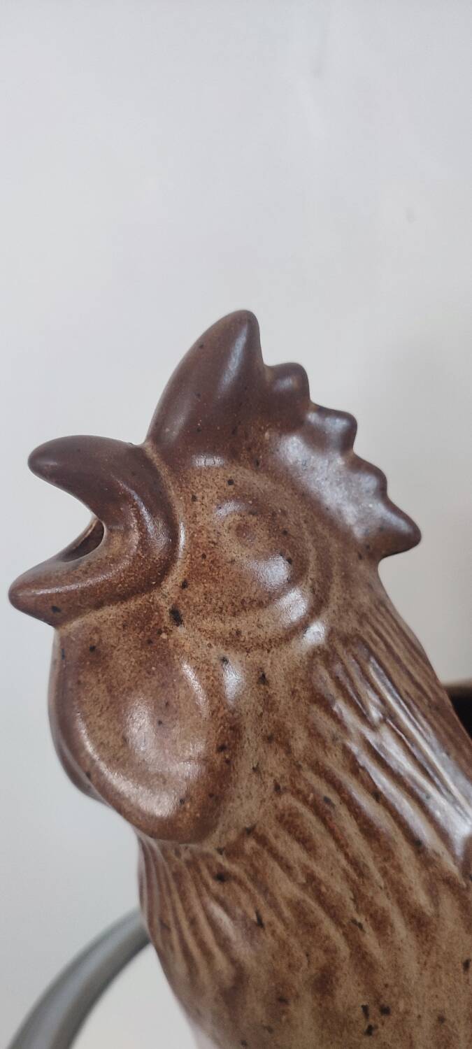 Zoomorphic ceramic pitcher from Vallauris, rooster shape