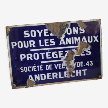 Plaque émaillée soyez bons pour les animaux