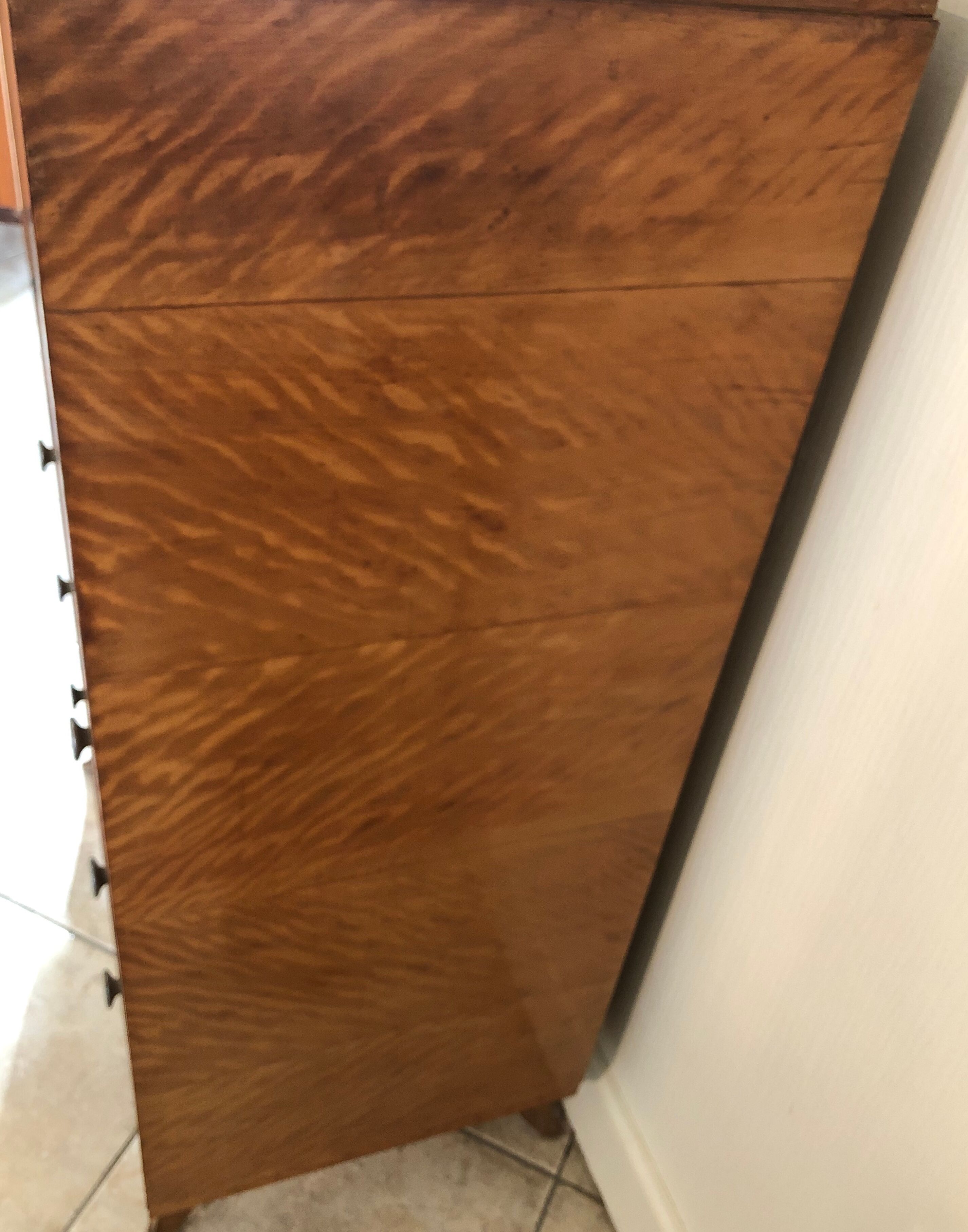 Storage unit art deco style in burled satinwood