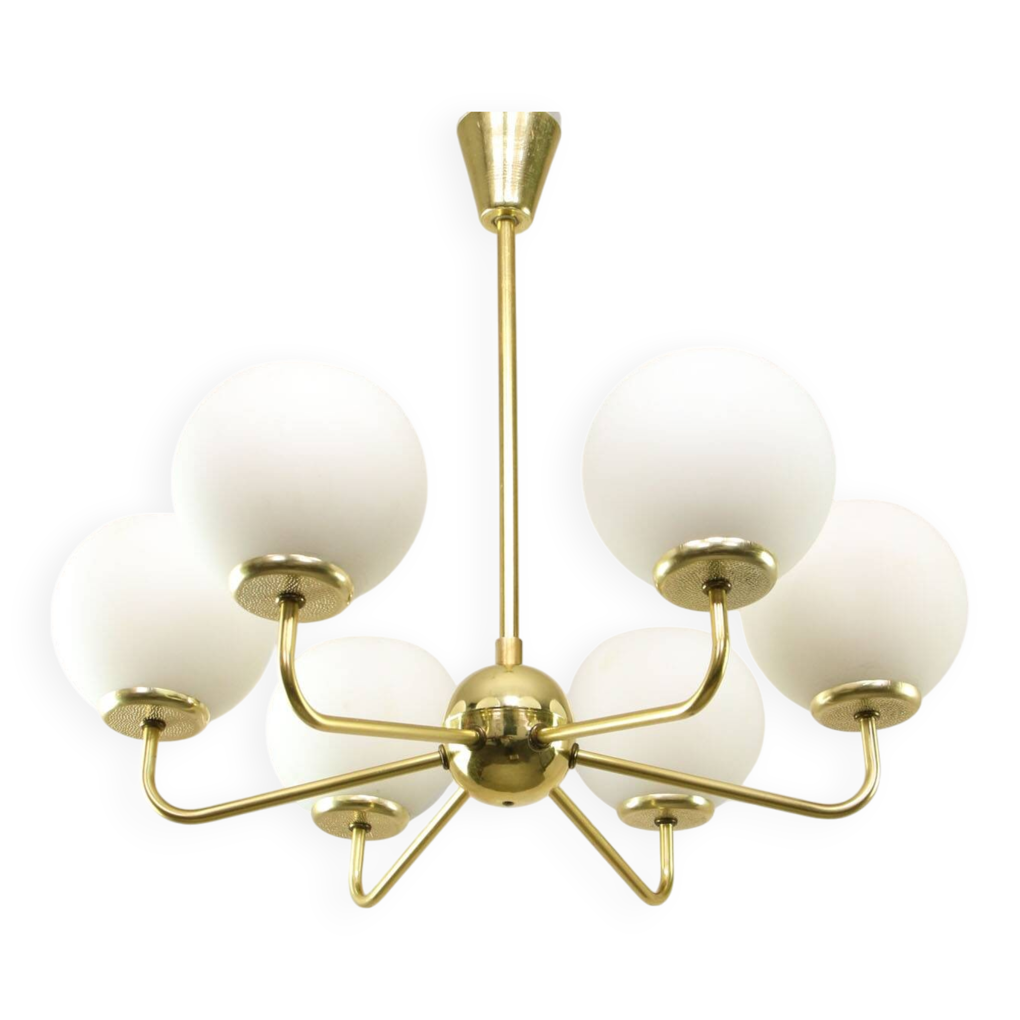 Mid-century Upward Sputnik Golden Chandelier, 60s