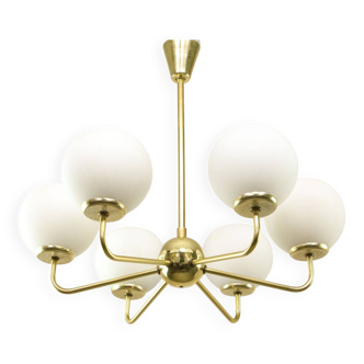 Mid-century Upward Sputnik Golden Chandelier, 60s