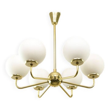 Mid-century Upward Sputnik Golden Chandelier, 60s