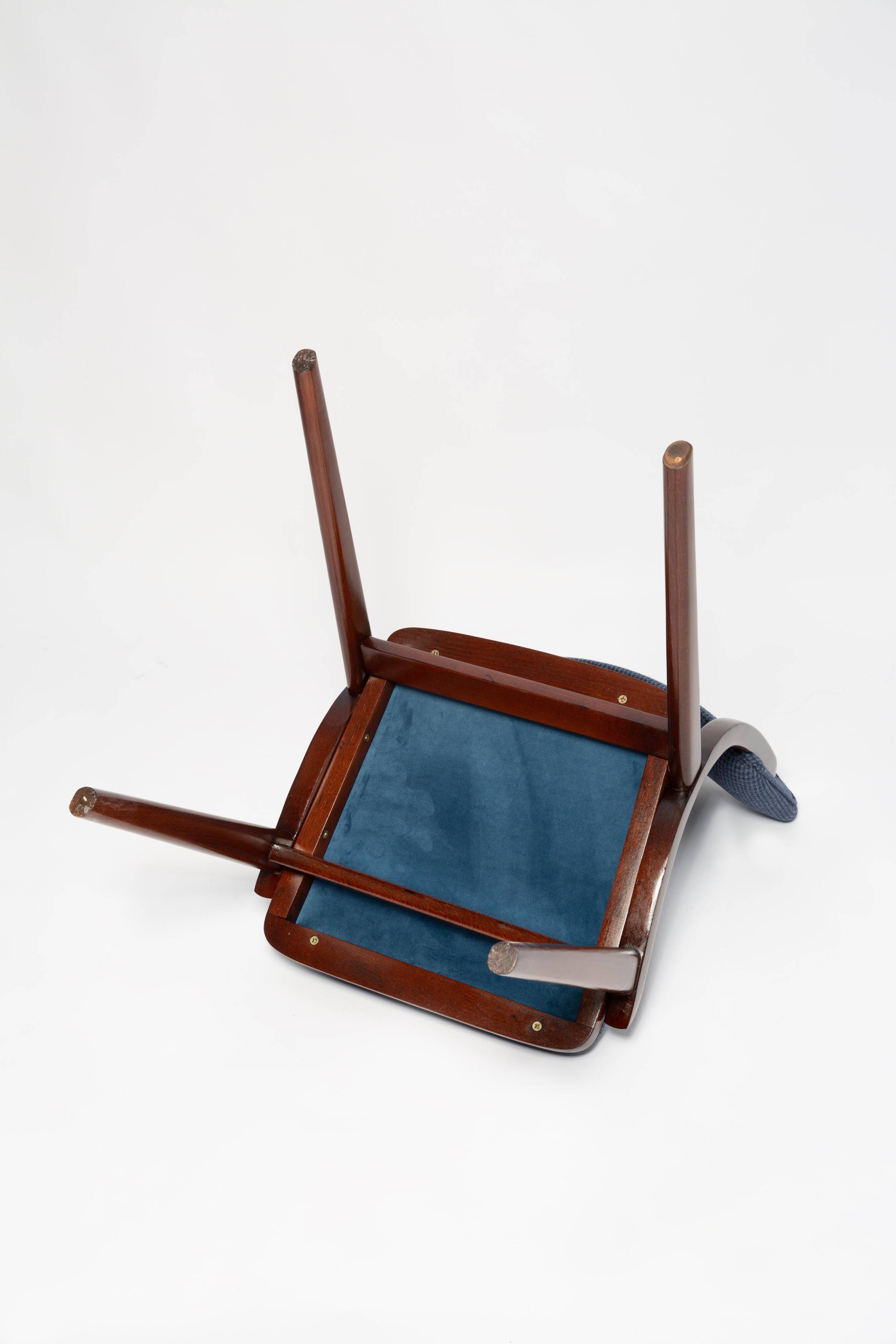 Bumerang Chair Mid-Century Modern, Navy Check Wool, Poland, 1960s