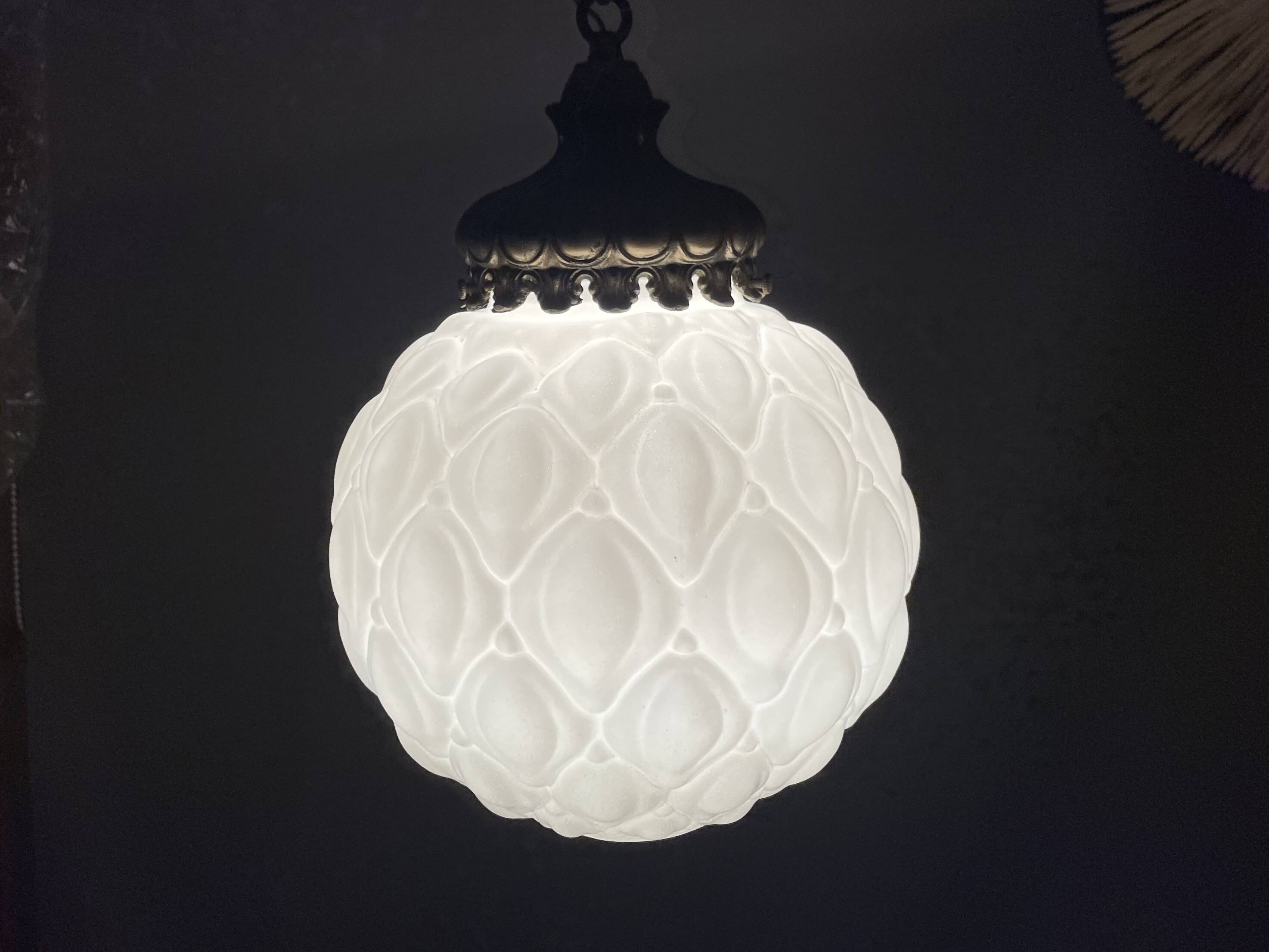 Regency style white glass hanging lamp