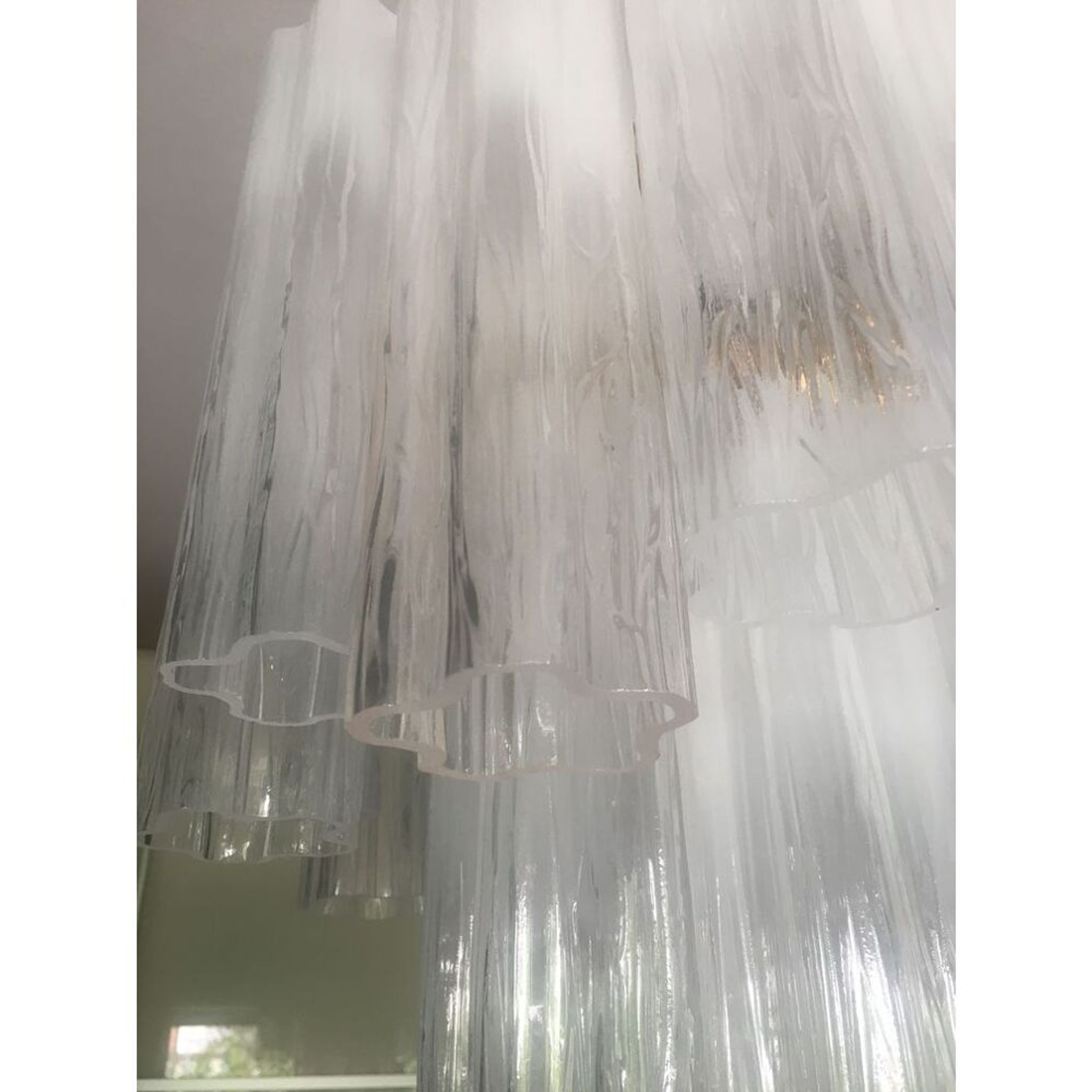 Suspension blanc en verre de murano « tronchi » disparu d50