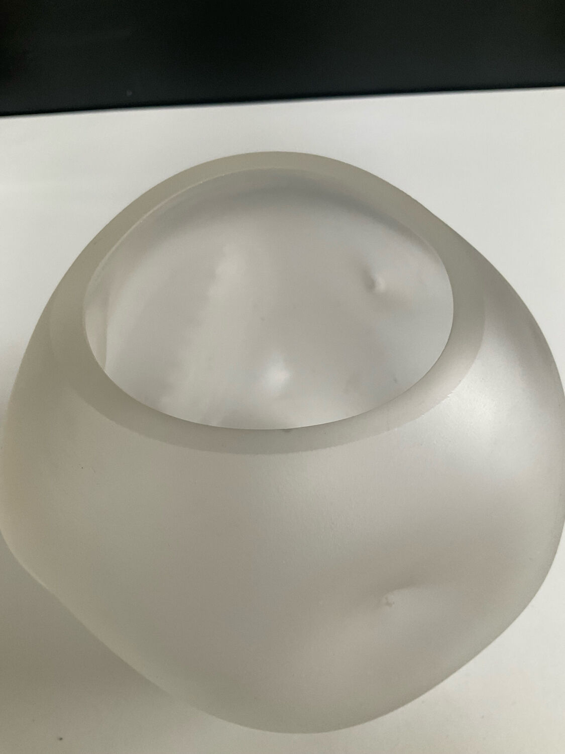 Vintage round irregular frosted glass vase