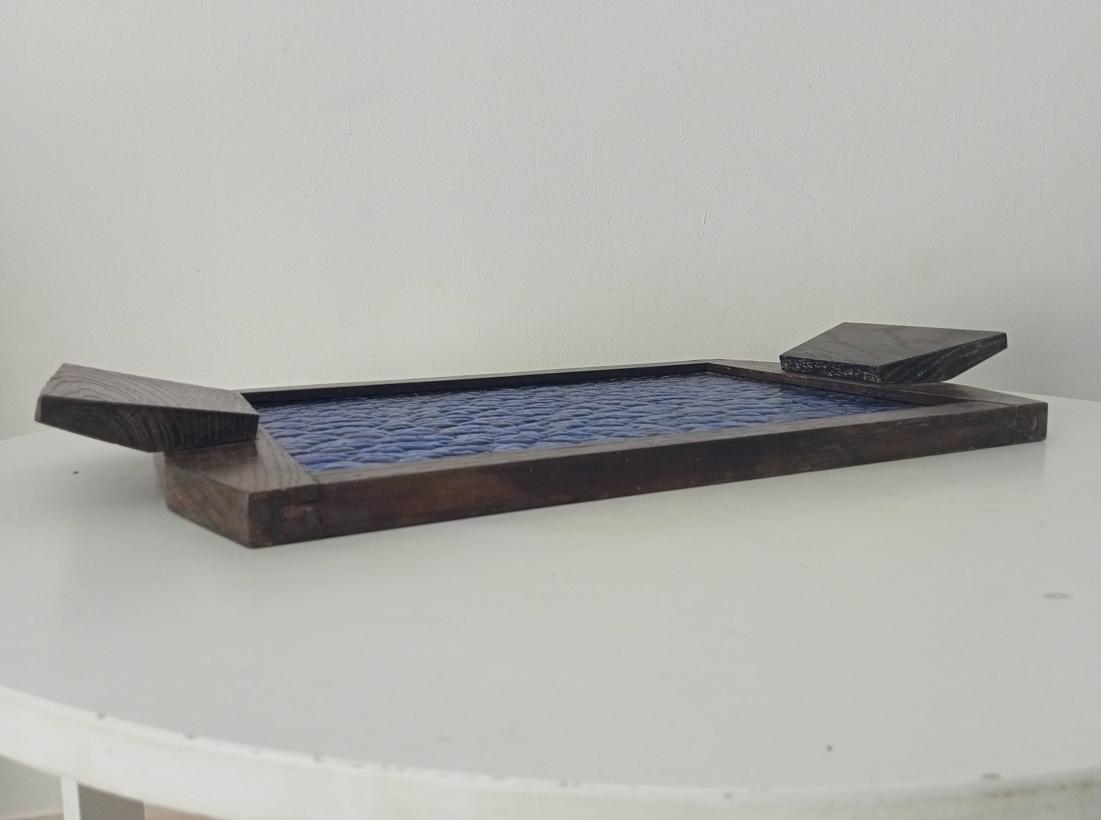 Art deco cathedral glass serving tray 1940s/1950s