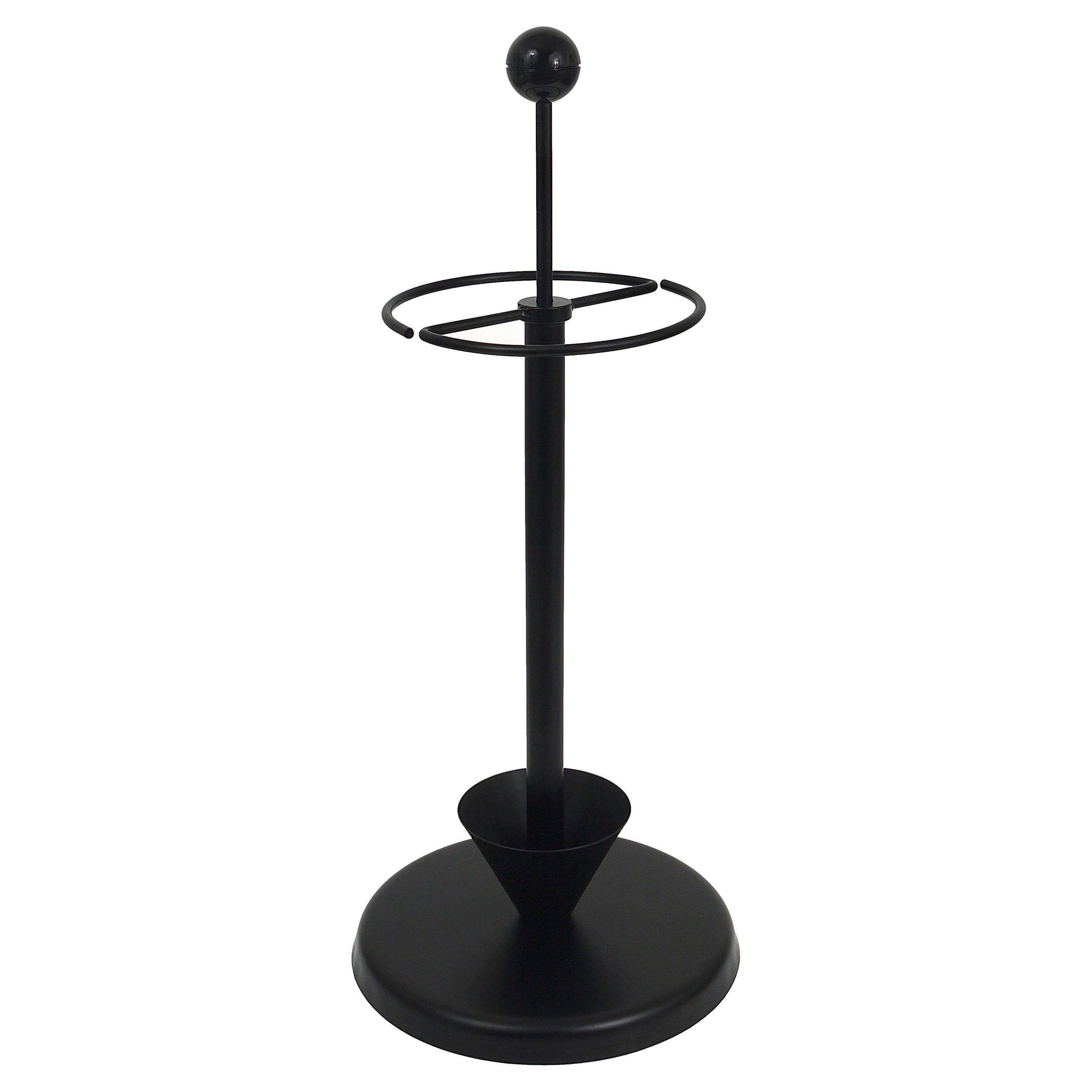Porte-parapluie noir post-moderne Castiglioni style Memphis, Italie, années 1980