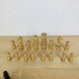 Antique turned wooden chess pieces