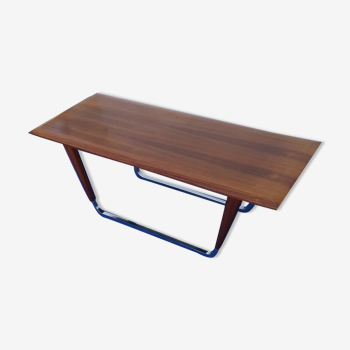 Coffee table in teak and chrome