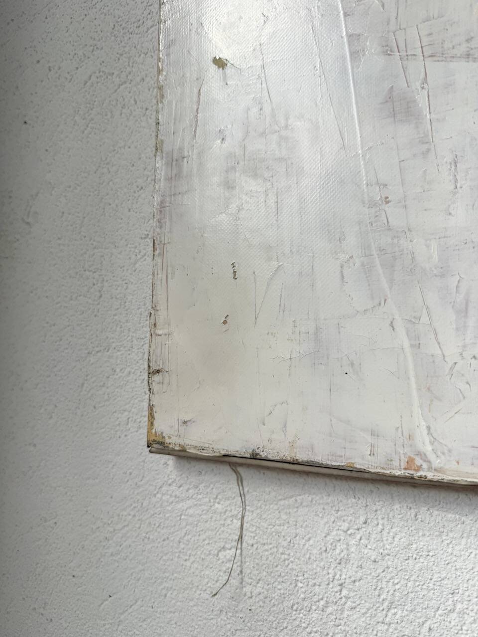 Toile abstraite blanche, peinture à l’huile XXème