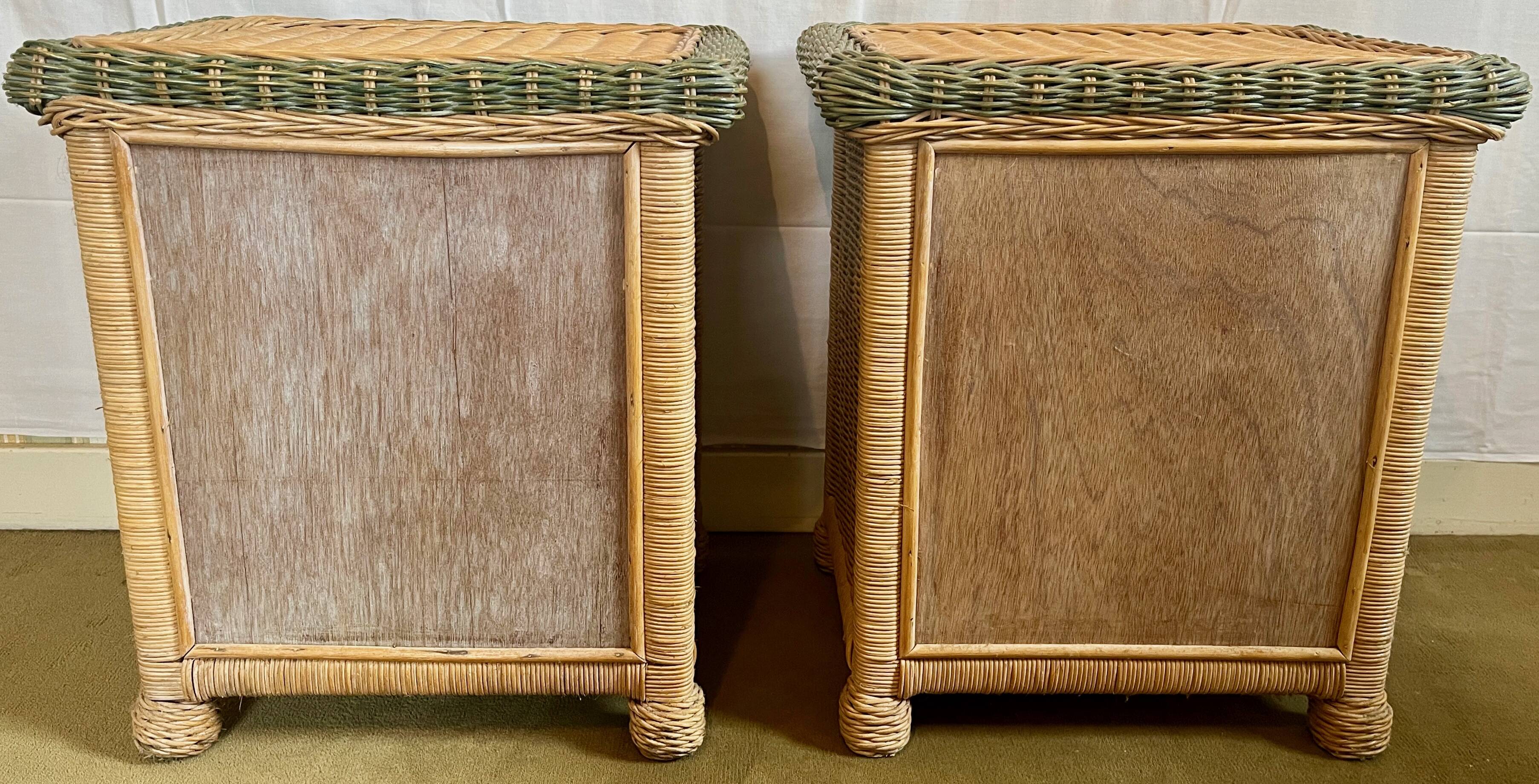 Vintage wicker bedside tables (set of 2), 80s/90s.