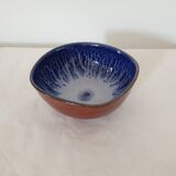 Glazed ceramic bowl / cup Blue interior Signed Alésia