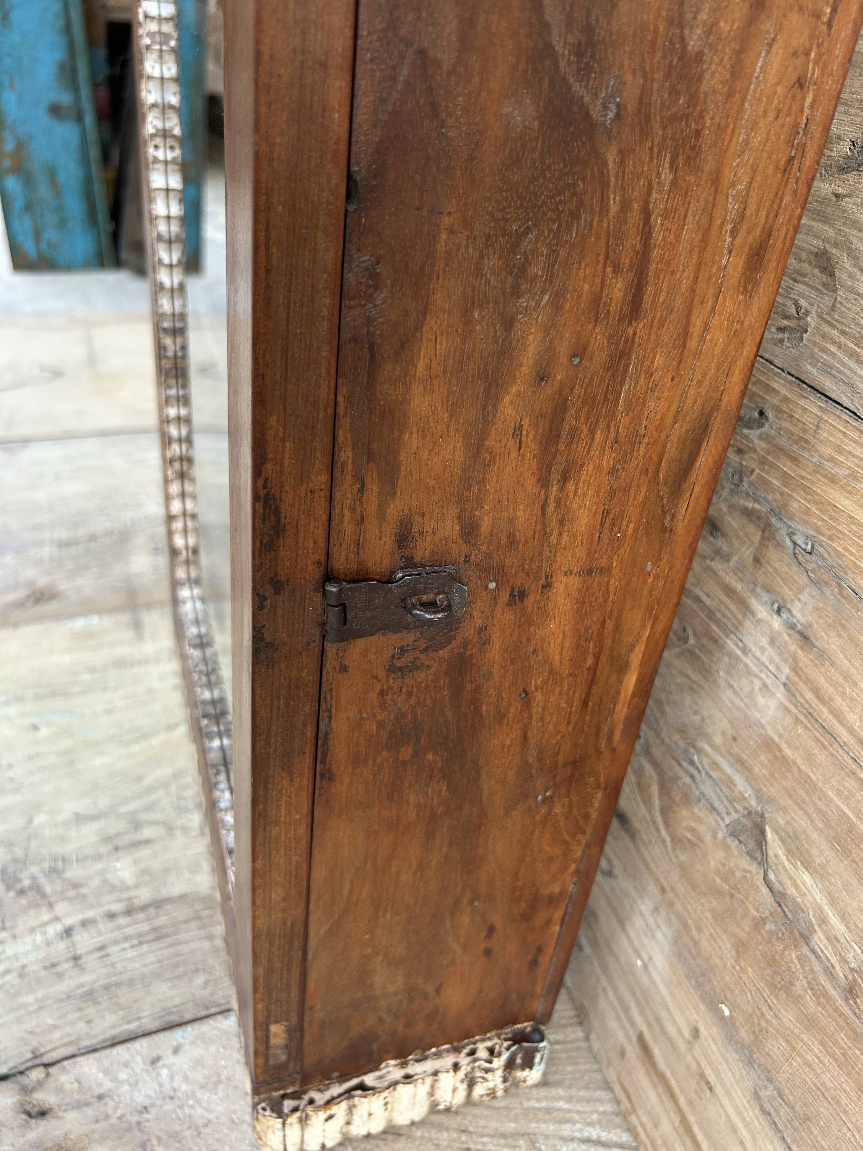 Art Deco wall display cabinet in Burmese teak with original patina.