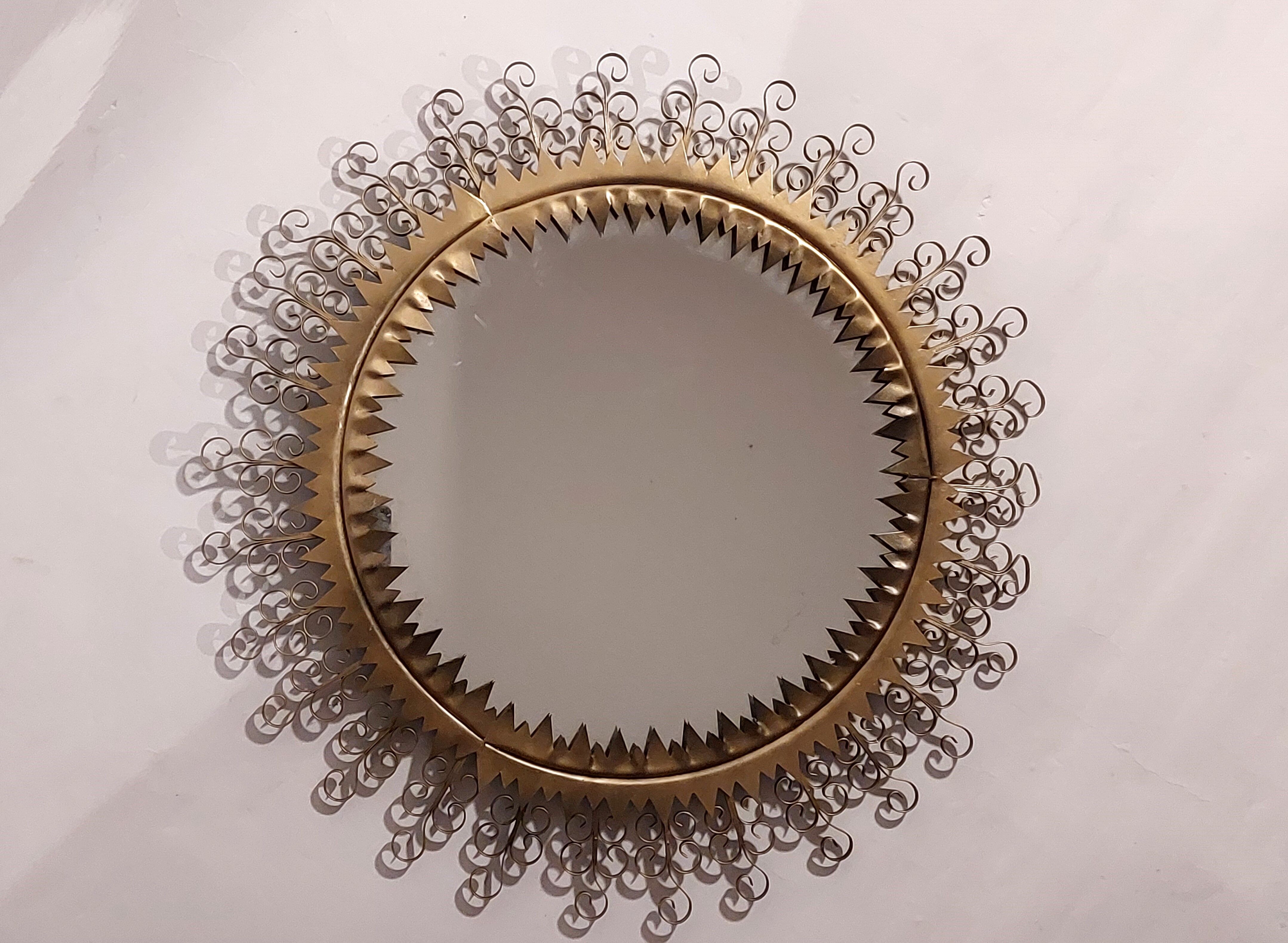 Golden wrought iron Chaty mirror 1960