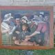 Very Large Oil on Panel Hurdy-Gurdy Player Corrèze Auvergne
