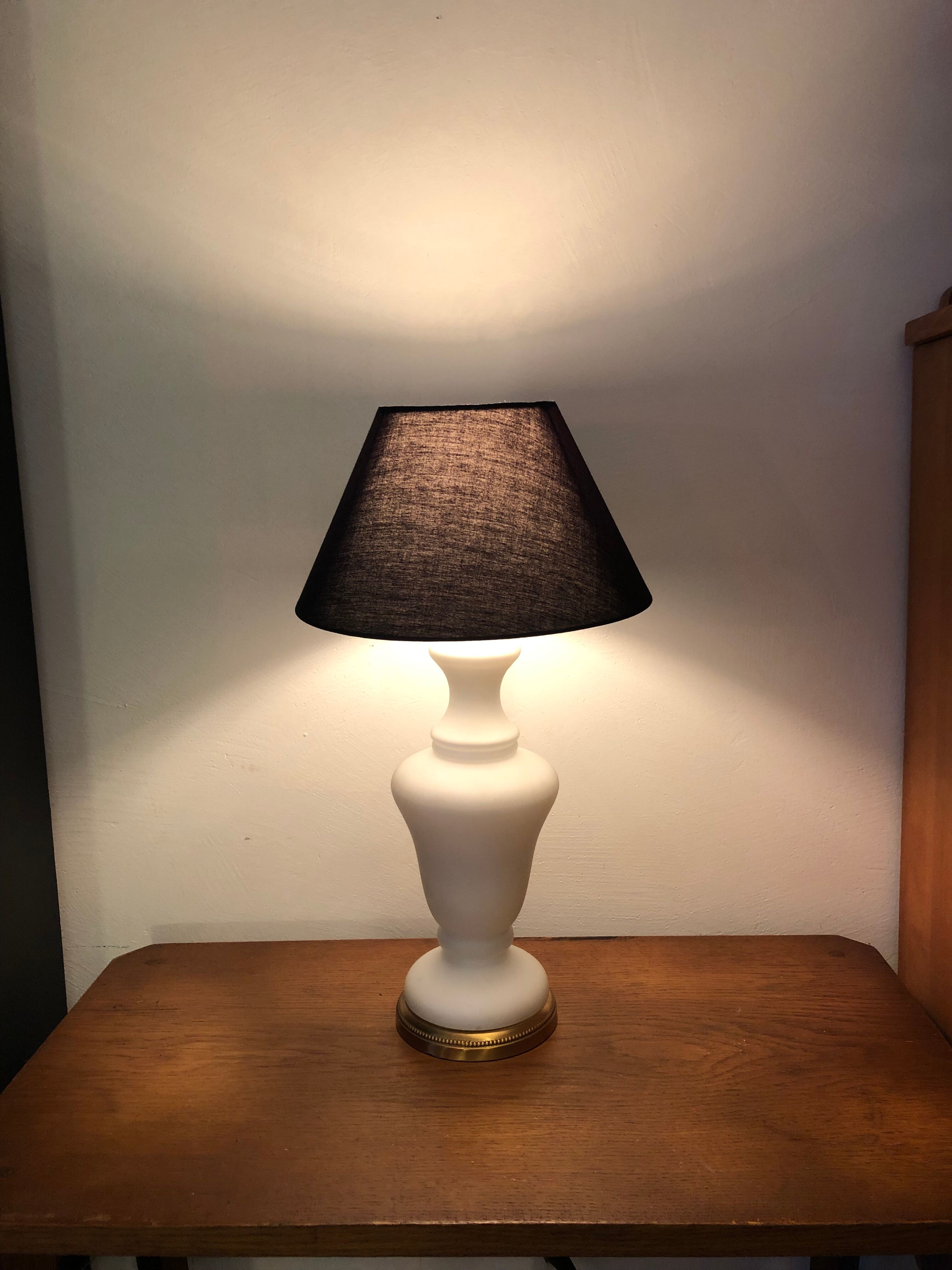 Ancient brass lamp and opaline