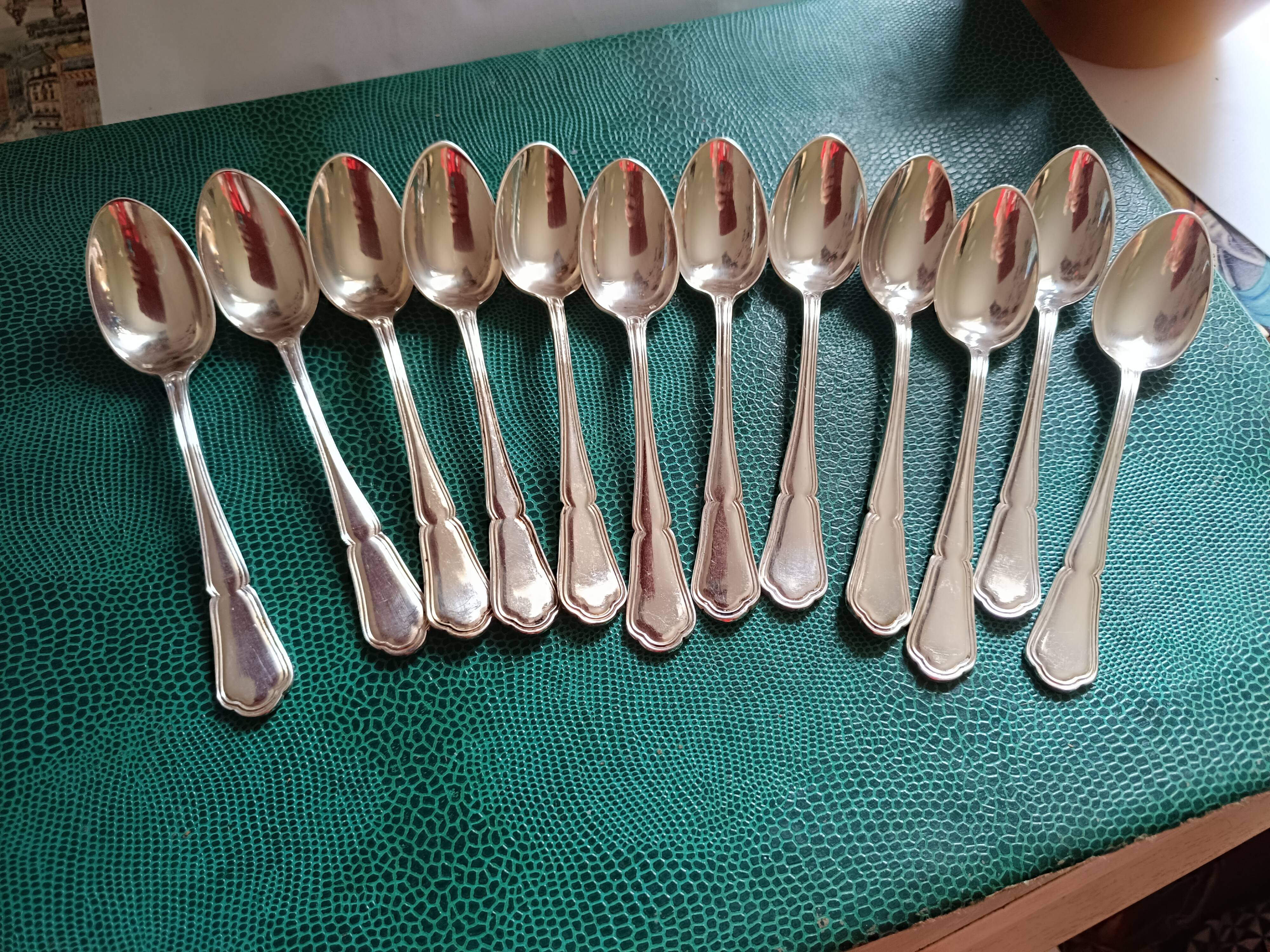 12 Coffee spoon in silver metal. Art Deco.