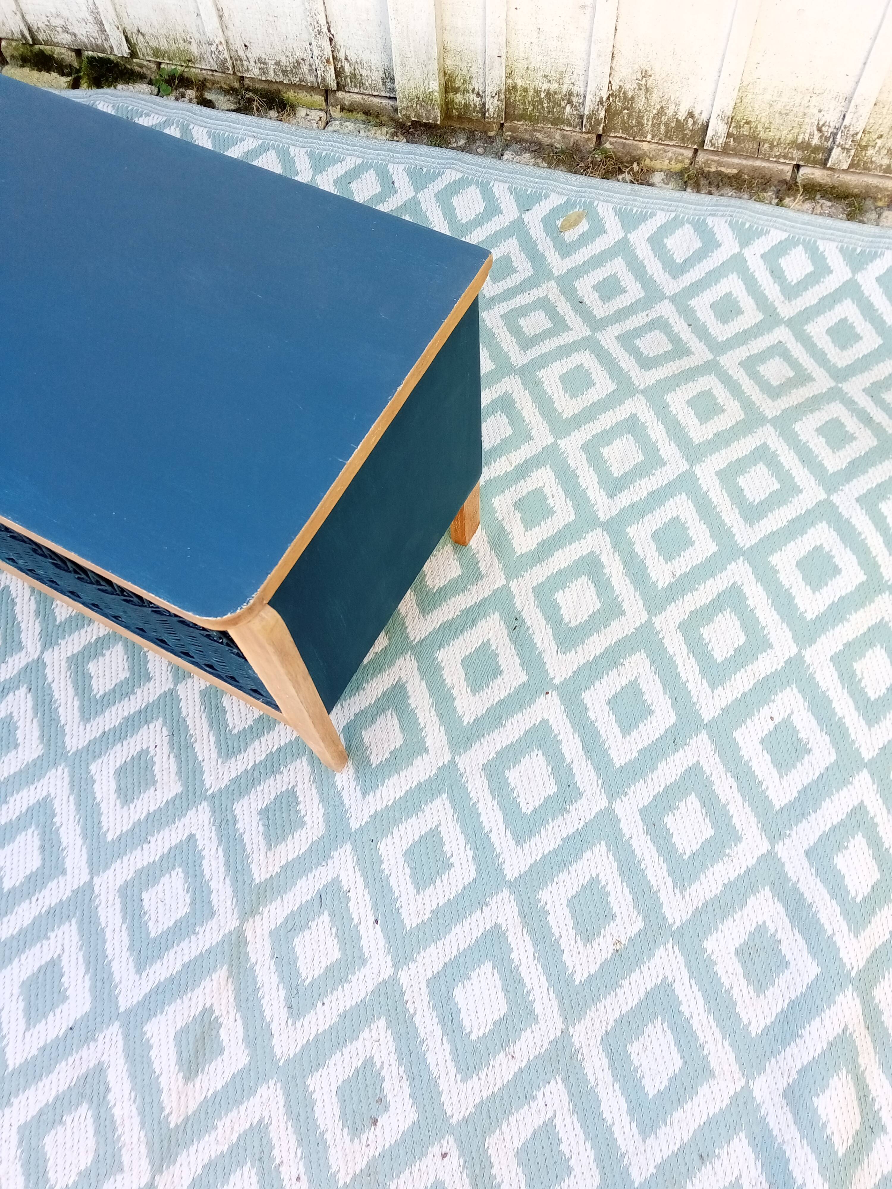 Wood and rattan chest