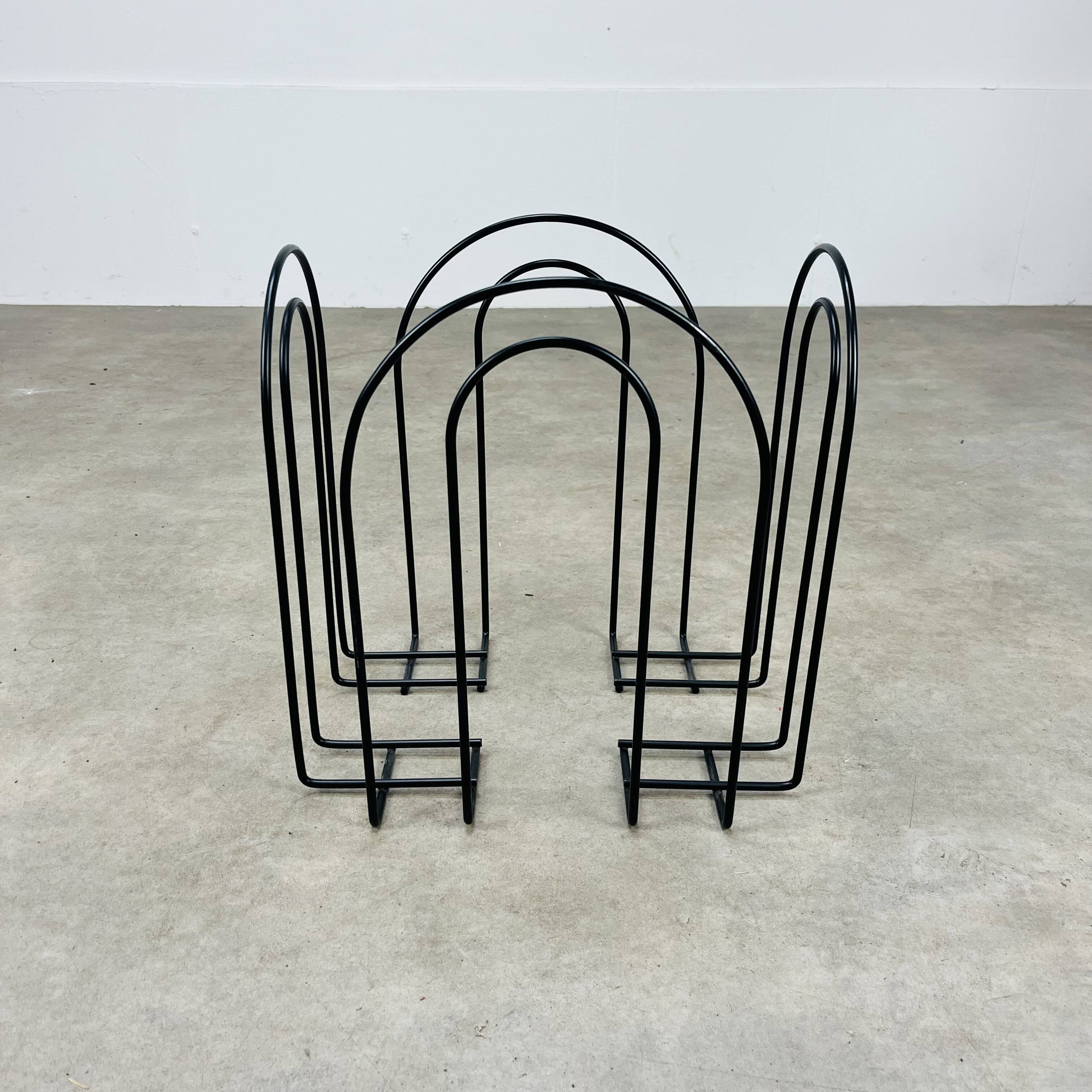 Postmodern magazine rack 80s black metal vintage memphis