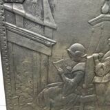 Fireplace plate "reading girl in front of the fire"
