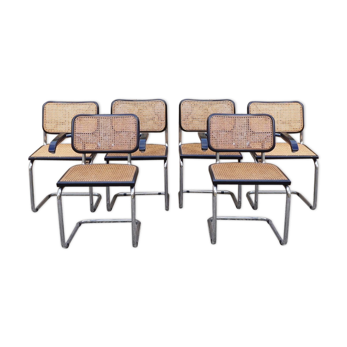 Lot de 4 chaises B32 et 2 fauteuils B64 Marcel Breuer
