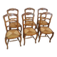 Série de 6 chaises assise paille style Louis XV en merisier