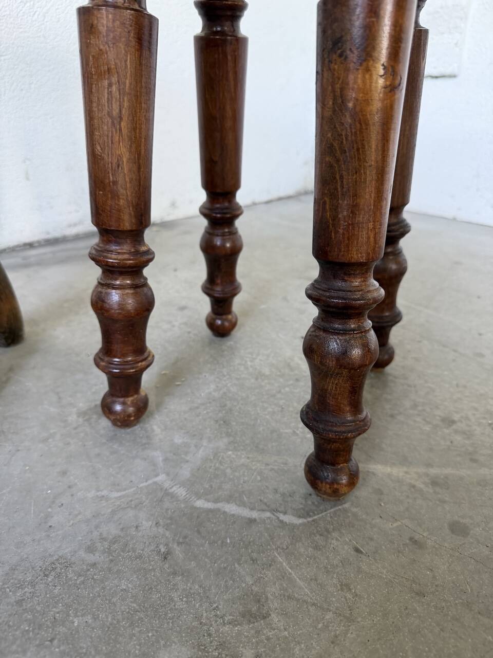 Pair of antique stools with turned legs.