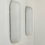 Pair of vintage oblong opaline wall lights, France 1970