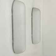 Pair of vintage oblong opaline wall lights, France 1970