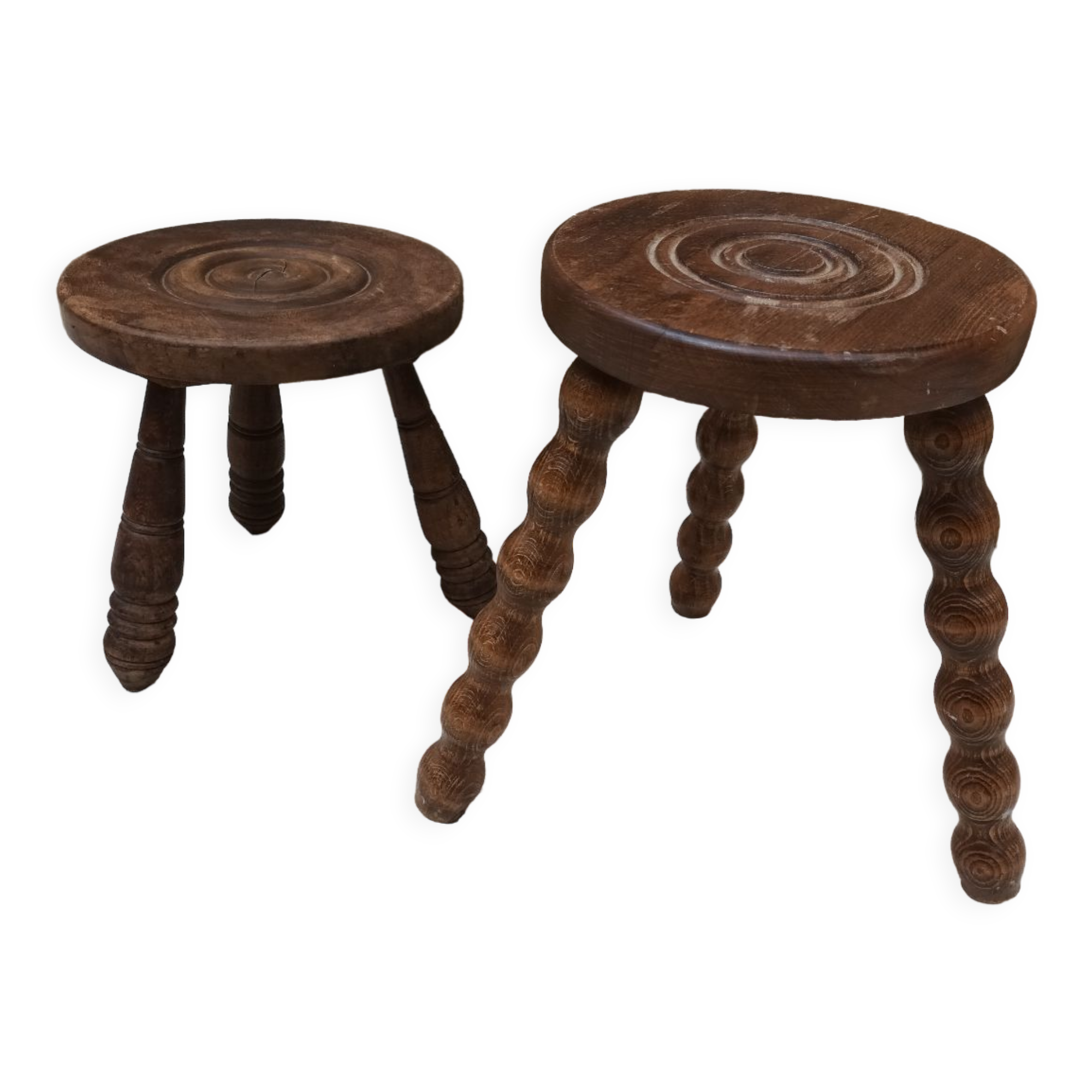 Pair of brutalist tripod stool