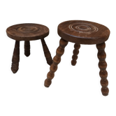 Pair of brutalist tripod stool