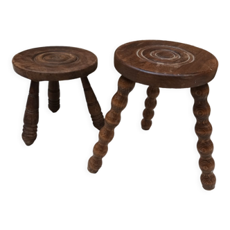 Pair of brutalist tripod stool