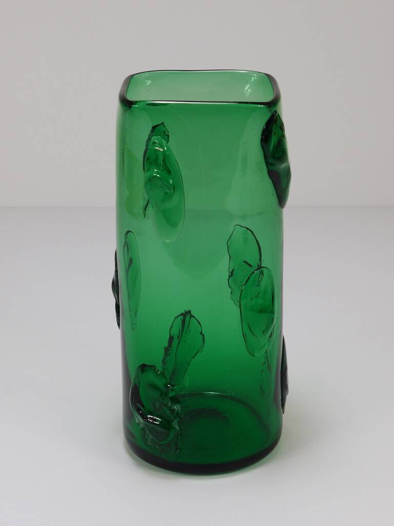 Large Green Glass Vase Vetro Verde from Empoli, Italy, 1960s