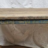 Folding workshop table in teak and wrought iron