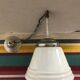 Old white opaline suspension - alu support 50 years vintage