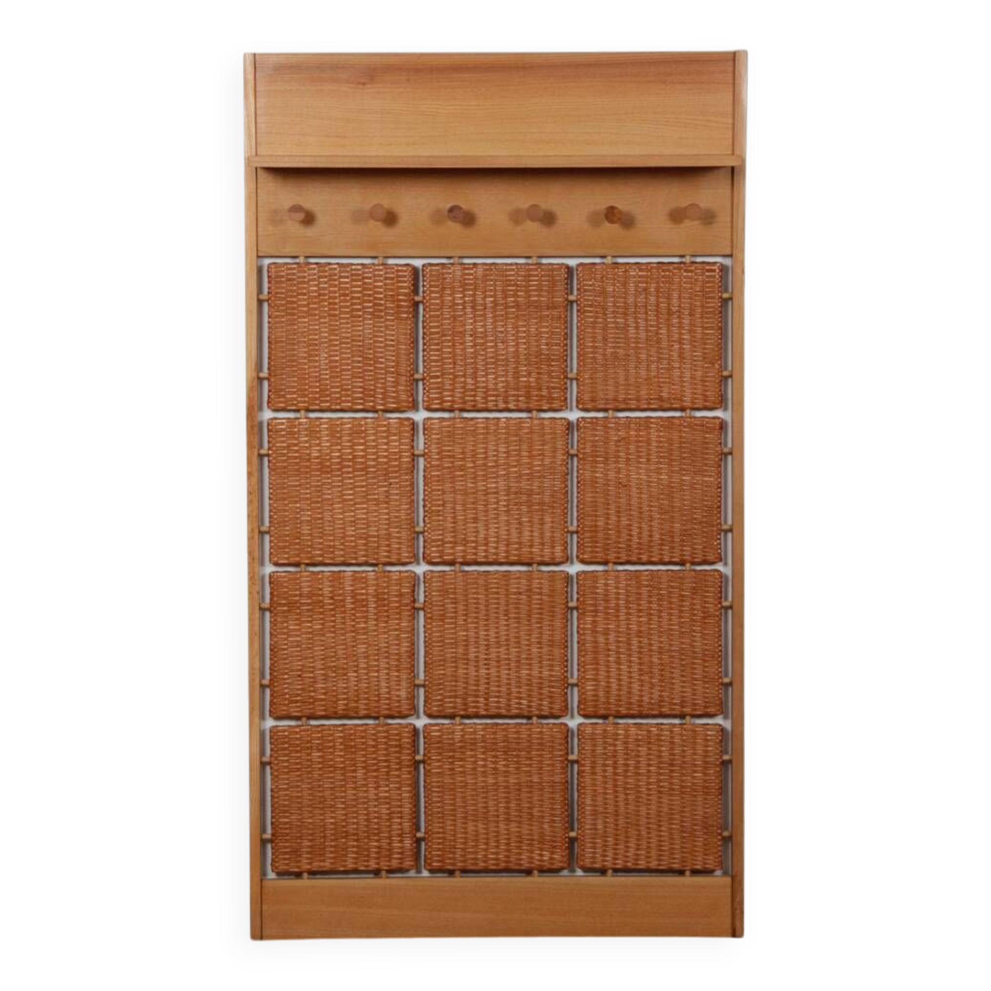 Rattan coat rack produced by Uluv in the 1960s