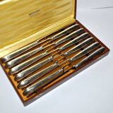 RENEKA Lot of 12 table knives with crossed ribbons and silver-plated metal, 24.5cm