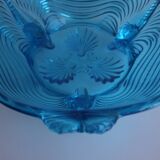 Rare Art Deco Glass Josef Inwald With Fish Feet Bowl-Gorgeous Rich Blue
