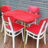 Set of 4 chairs and a vintage table, 70s