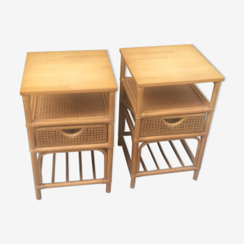 Pair of rattan bedsides