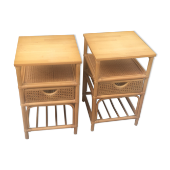 Pair of rattan bedsides