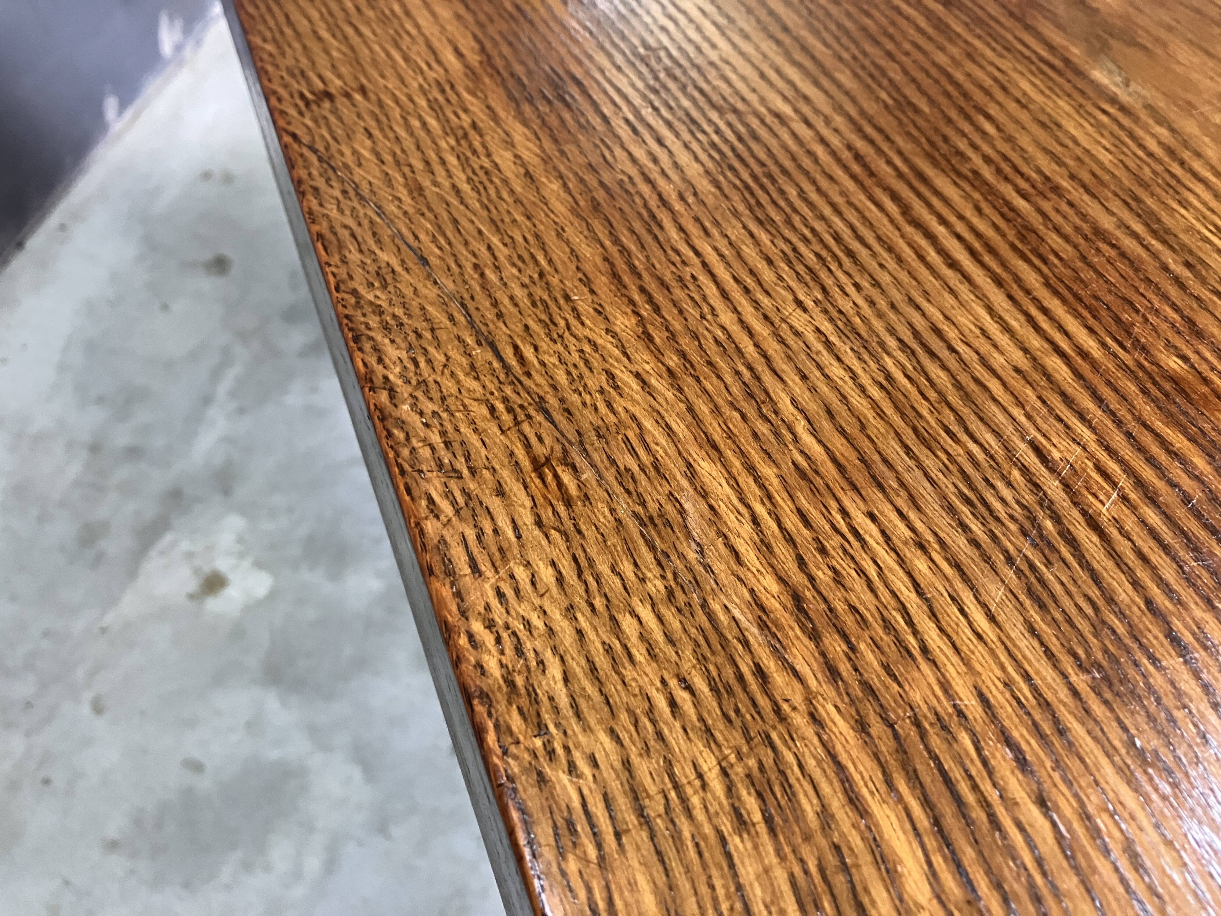 Table d'appoint brutaliste en chêne des années 70, table basse, banc