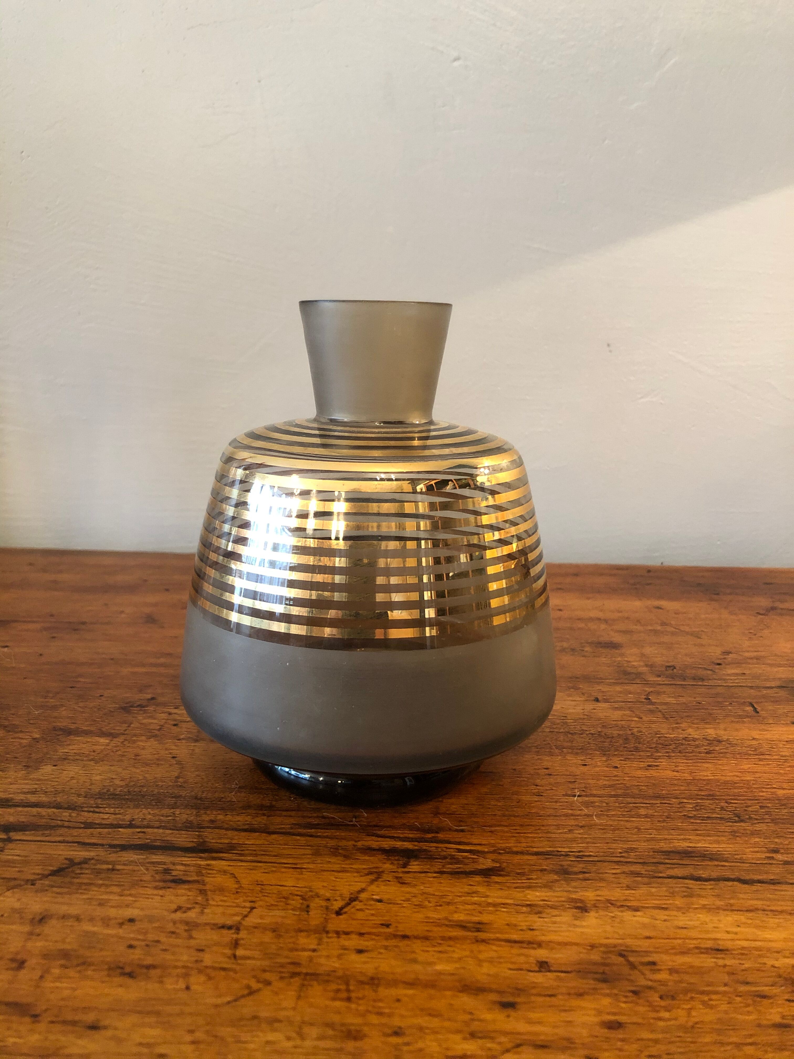 70's smoked glass vase