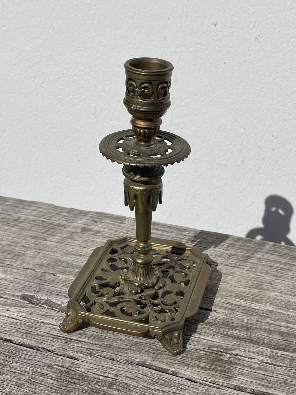 Bougeoir Victorien en bronze doré