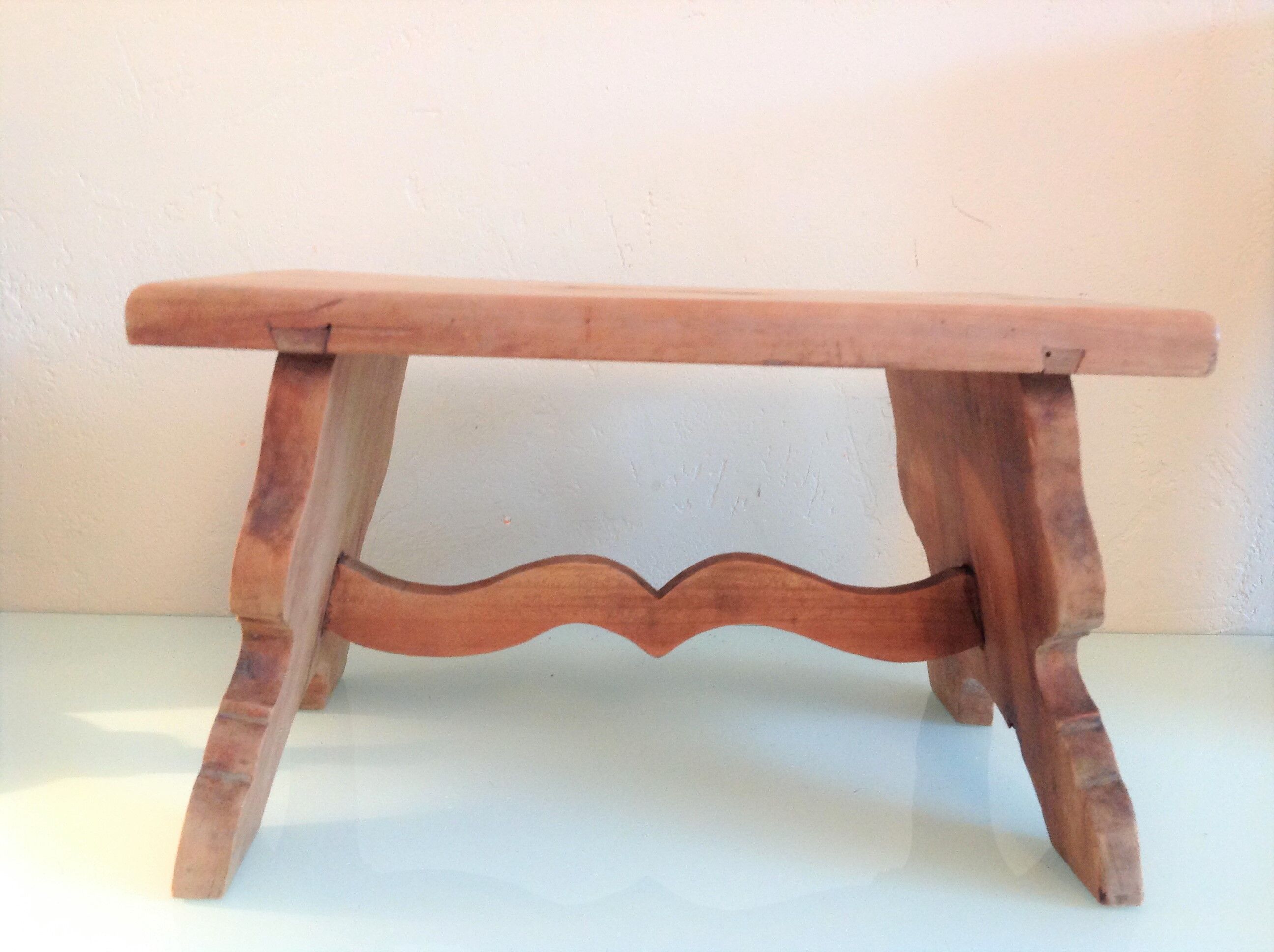 Foot stool in raw wood vintage 50s-60s