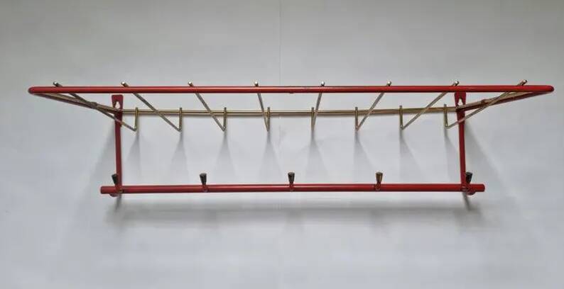 Midcentury Wall Brass Coat Rack, Germany, 1960s