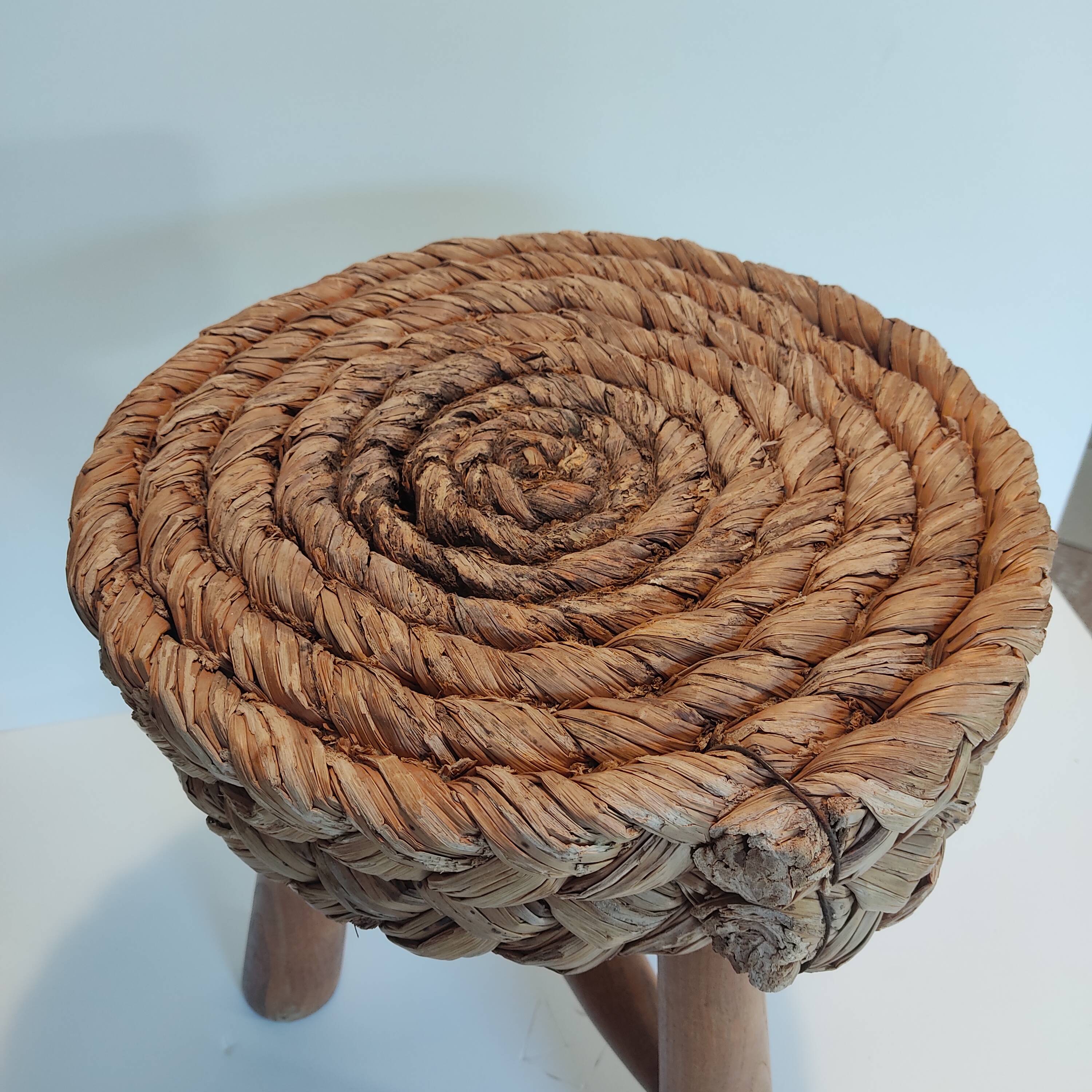 Tabouret bois rafia